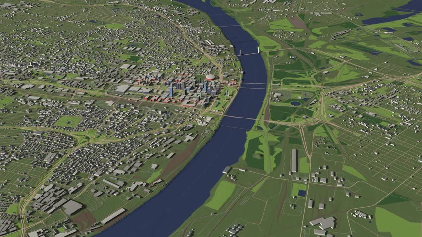 3D looped animation of city - St. Louis Missouri USA