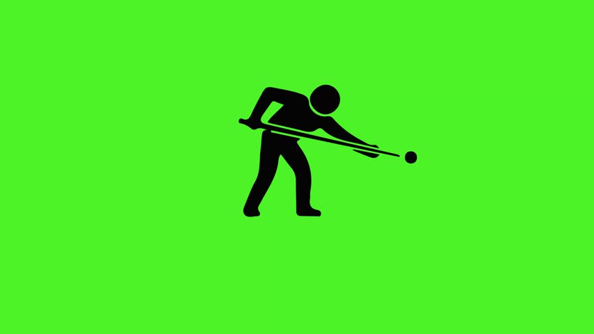 A person playing pool on a green screen