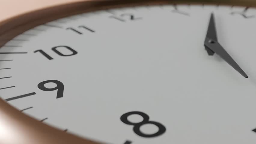 Time passing analog clock motion footage