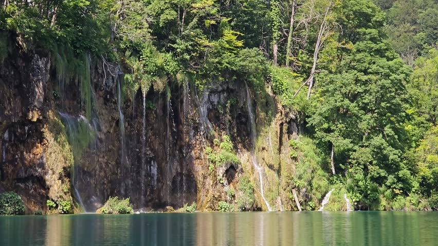 Magnificent waterfall in Plitvice National Park, Croatia.