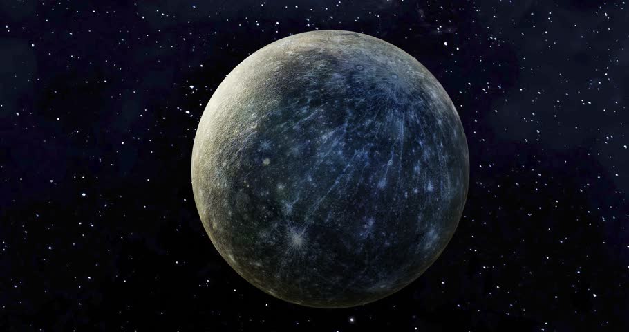 Mercury from space Video. 3d render.