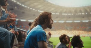 Diverse Soccer Supporters Celebrate in a Packed Stadium During a Professional League Match, With Close-up Portraits of Smiling Fans in Blue Applauding, to a International Cup Winning Team - Powered by Shutterstock - Get 15% off with code: PIKWIZARD15