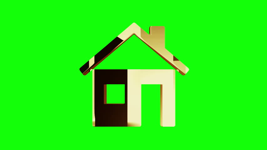 Artificial intelligence Ai head symbol isolated loop. Abstract 3d golden metal icon seamless and loopable animation on green screen.