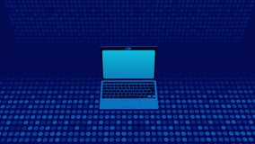 Animated icons for global connection, online protection, loading and settings appearing around a laptop. Cybersecurity and data safety concept - Powered by Shutterstock - Get 15% off with code: PIKWIZARD15