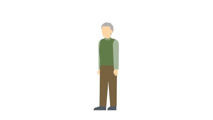 Flat illustration animation: Senior man coming up with an idea
