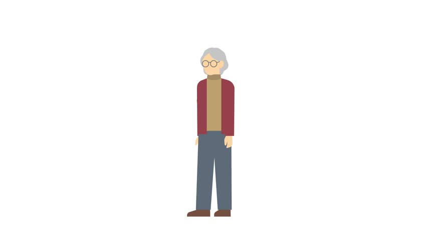 Flat illustration animation: Senior woman coming up with an idea