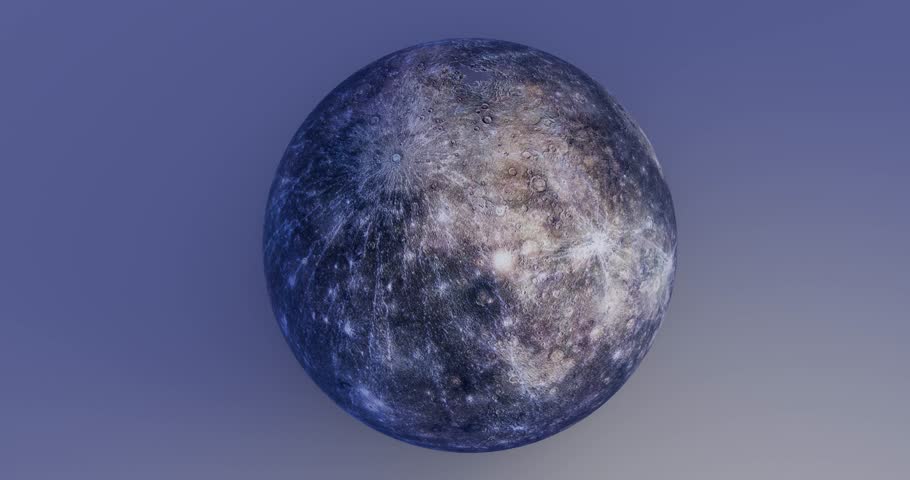 Mercury from space Video. 3d render.