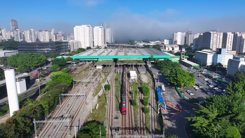 Barra Funda Station In Sao Paulo Brazil. Urban Scene Of Railway Train Station In Downtown District. Town Sky Backgrounds Urban. Town Outdoor Famous. Sao Paulo Brazil.