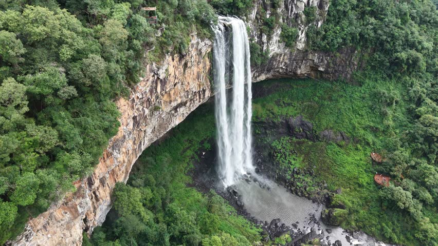 Aerial view of Caracol Cascade - Canela, Rio Grande do Sul, Brazil