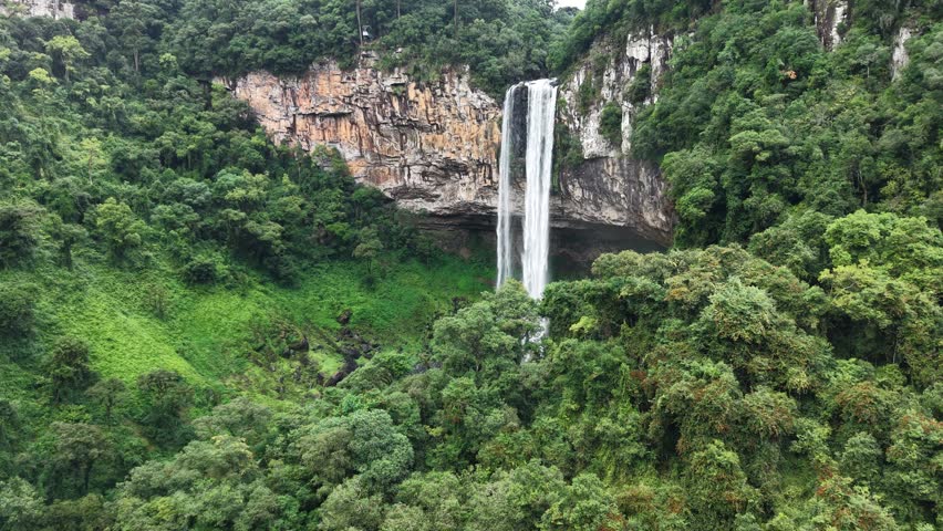 Aerial view of Caracol Cascade - Canela, Rio Grande do Sul, Brazil
