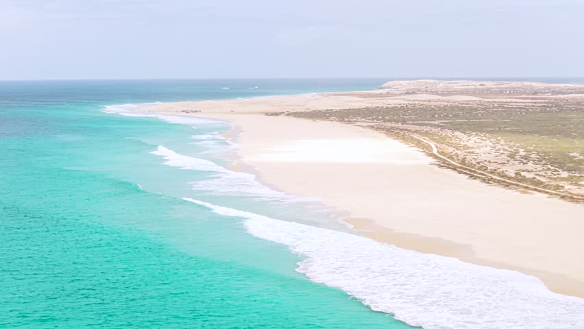 Drone view of Santa Monica Beach in Boa Vista Cape Verde - Cabo Verde