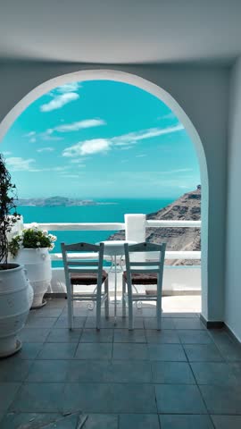 A landscape of Fira  island of Santorini in Greece.