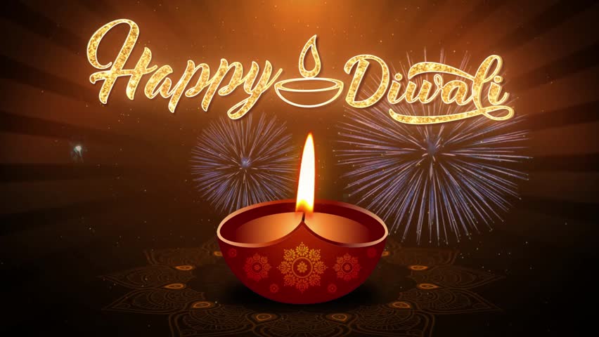 diwali holiday animation asia background glow festival lights background copy space Diya lamps HD
