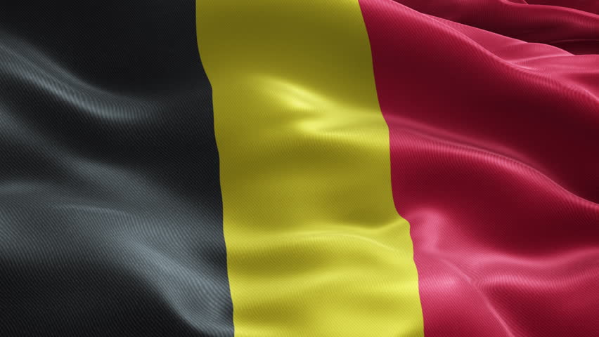 Belgium Flag Seamless Loop Animation, Football Event Background, Waving Tricolor Fabric