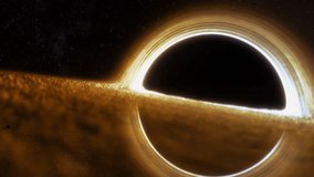 Supermassive black hole event horizon golden accretion disk gravitational lensing, warped spacetime, swirling plasma, deep space stars, cinematic cosmos, astrophysics concept, sci fi background - Powered by Shutterstock - Get 15% off with code: PIKWIZARD15