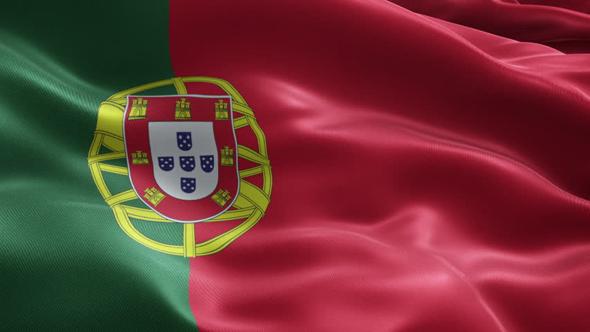 Portugal Flag Loop Animation, Soccer Championship Background, Seamless Waving Fabric