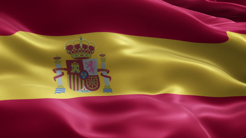 Spain Flag Loop Animation, Football Tournament Background, Seamless Waving Cloth