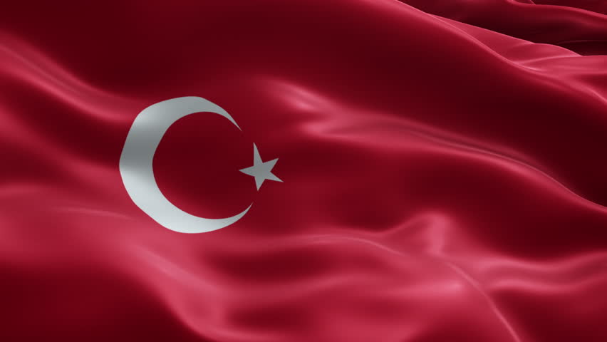 Turkey Flag Loop Animation with Crescent and Star, Football Background Seamless