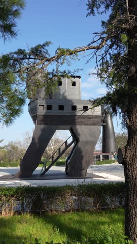 Famous Wooden Trojan Horse Statue at Ancient City of Troy - Historical Mythological Landmark in Canakkale Turkey