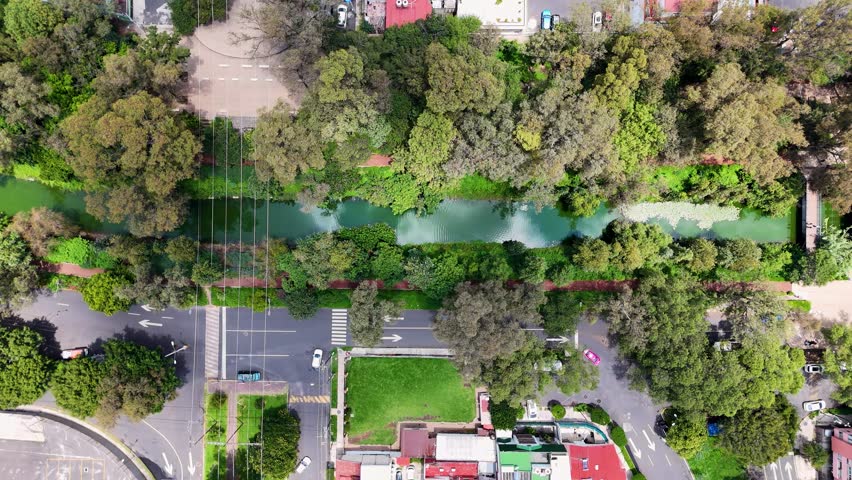 Vertical shot of historical river in mexico city