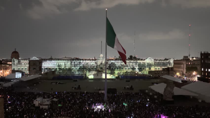 Shot of video mapping at zocalo in mexico city