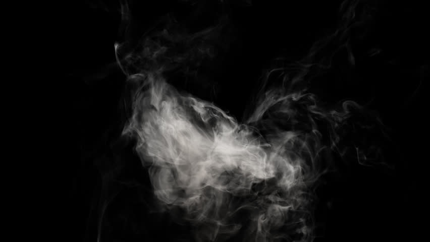 Slow motion swirling smoke plume dissipating on transparent background 4K