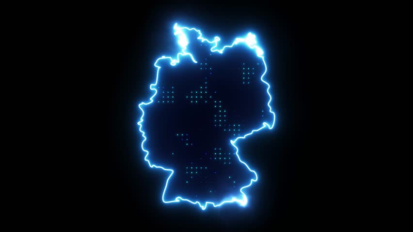 Neon Stroke Map Animation of GERMANY with Glowing Light Effects