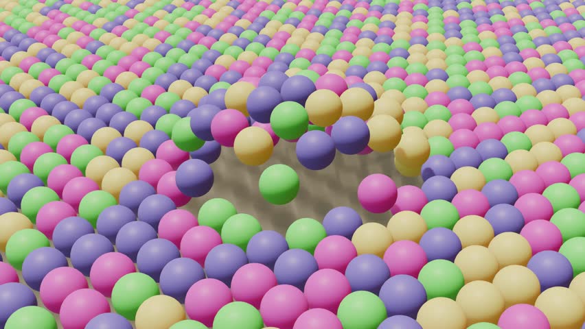 Random Color spheres technology bg able to loop endless 4k. 3D Illustration