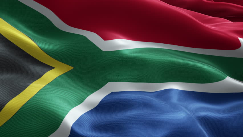 South Africa Flag Loop Animation, Soccer Championship Background, Seamless Waving Fabric
