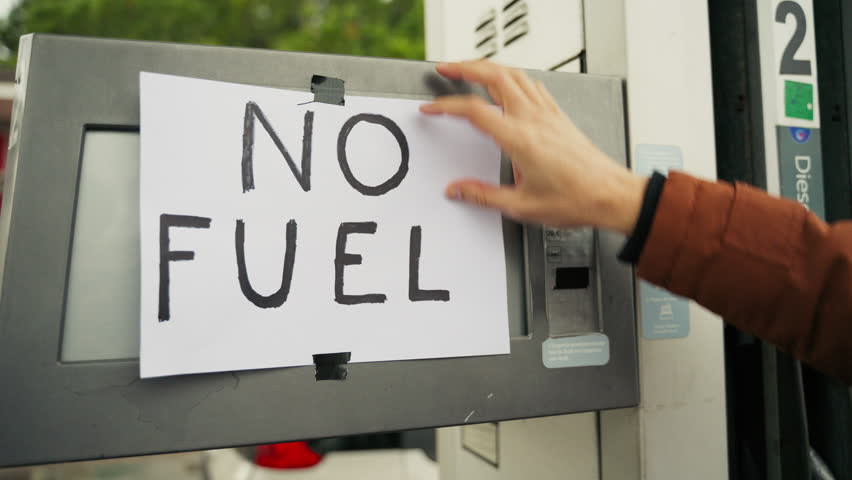 No fuel Signboard at gas station due to oil crisis