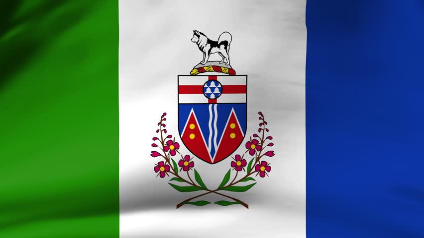 Waving Flag of Yukon Canada Slow Motion Close Up