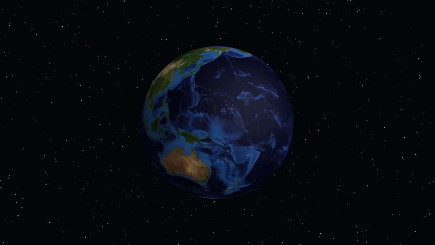 A digital animation zooms from outer space into South America, pinpointing Brasilia, Brazil