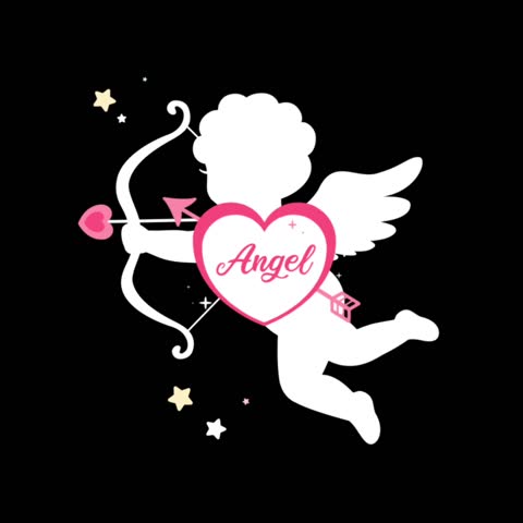 Cupid angel silhouette holding a bow and arrow