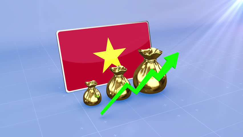 Vietnam Reserves Growth with Rising Green Arrow Economic Data Graph Financial Growth Analysis