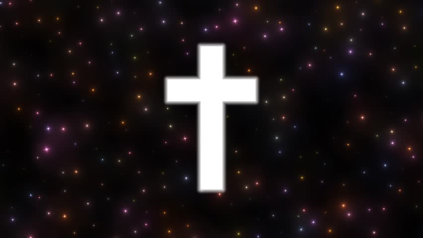 A bright holy orthodox cross glowing in the cosmic background