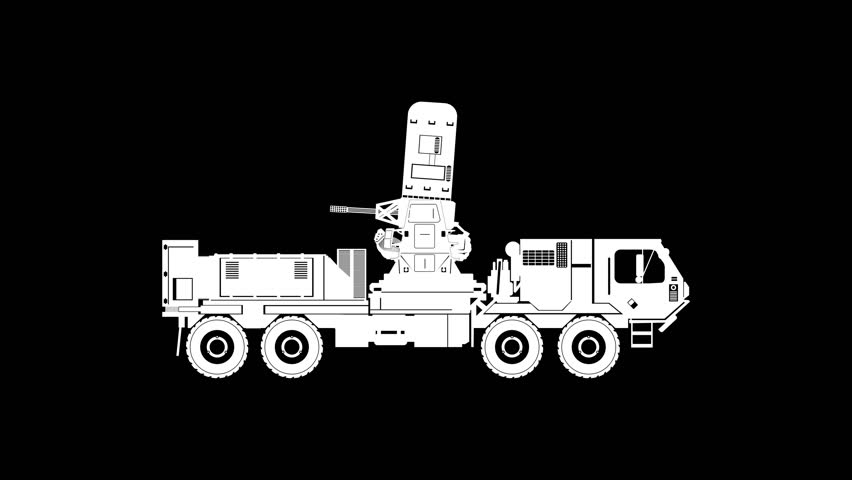 Air Defense Glitch C RAM Attack Warning Drone Attack Animation Seamless.  Anti Ballistic Missile Air Dome. Silhouette Vector Line Art Design.