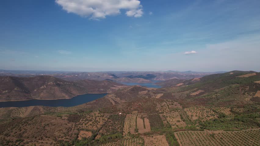 Flying over a beautiful natural landscape in Portugal.