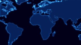 A glowing blue map of the world at night - Powered by Shutterstock - Get 15% off with code: PIKWIZARD15
