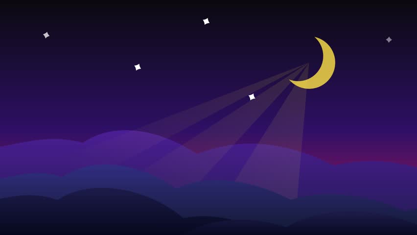 Single Object: Glowing Crescent Moon Shining Above Clouds at Night