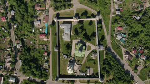 Drone Retreating Tilting above Zaraysk Kremlin
