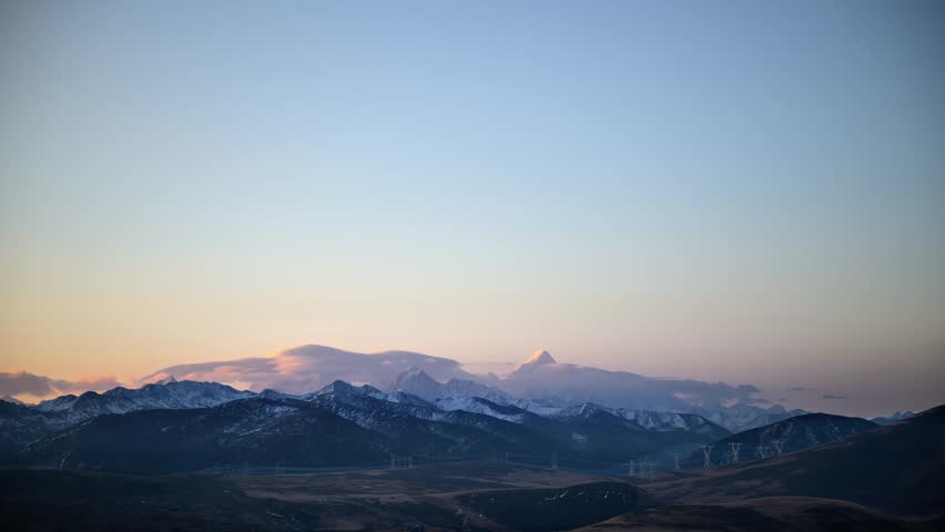 Gongga Snow Mountain Golden Sunrise Alpenglow, Western Sichuan China