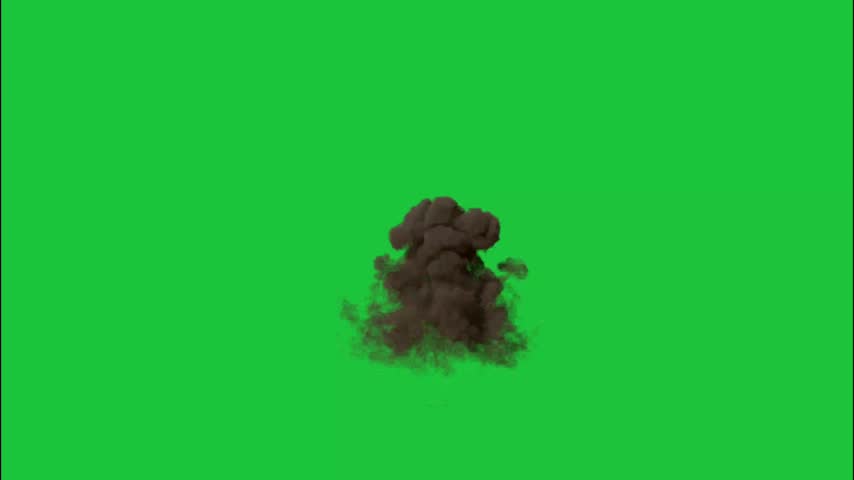 spinning dark smoke plume rising on green screen isolated drifting dust cloud cinematic loop background