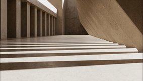 Minimalist concrete colonnade with dramatic shadows. Long rows of tall columns cast alternating bands of light and shadow - Powered by Shutterstock - Get 15% off with code: PIKWIZARD15