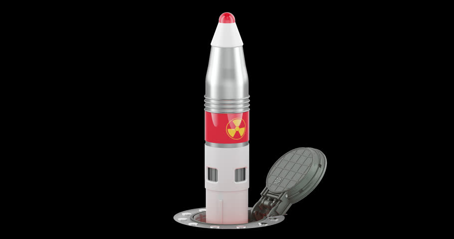 Missile launching from underground silo, rotation animation seamlessly loopable. 3D rendering