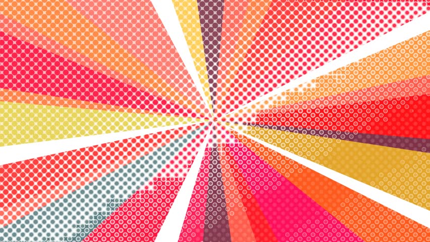 Vibrant Pop Art Halftone Dot Radial Pattern Animation