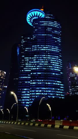 Doha, Qatar, West Bay, Night lights 