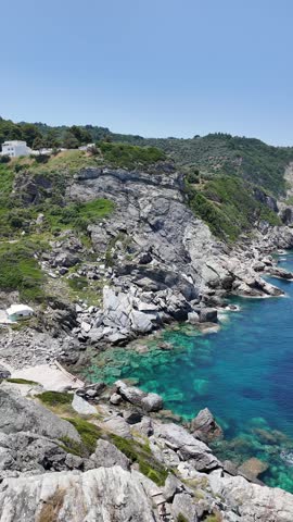 Amazing Panorama of Coastline of Skopelos near Agios Ioannis church, Sporades, Thessaly, Greece