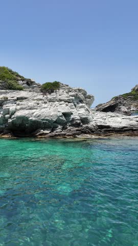 Amazing Panorama of Coastline of Skopelos near Agios Ioannis church, Sporades, Thessaly, Greece