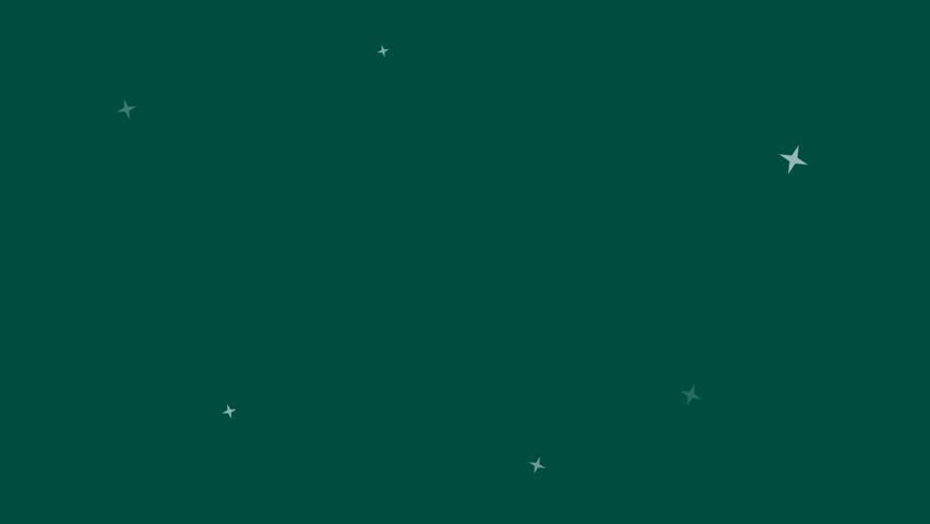 Animated Christmas ornament hanging on a string against a green background with stars, festive and decorative.