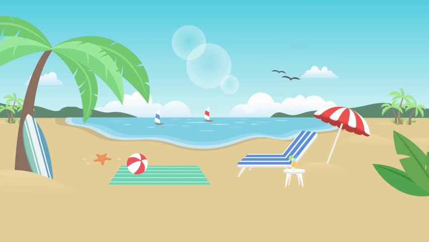 Tropical Summer Beach Vector Illustration Animation